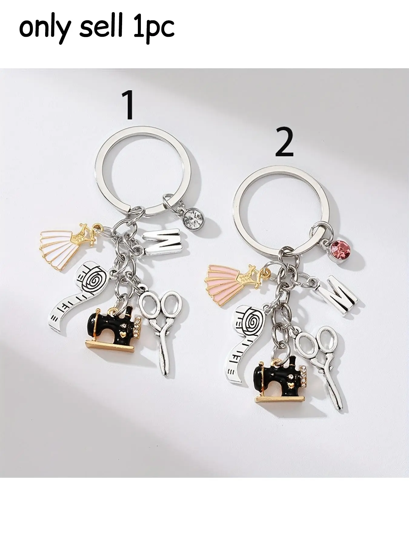 1pc Chic Alloy Keychain with Sewing Machine, Tape Measure & Scissors Charms - "Sewing Enthusiast" Metal Key Ring - Ideal Friendship Gift, Sewing Accessories