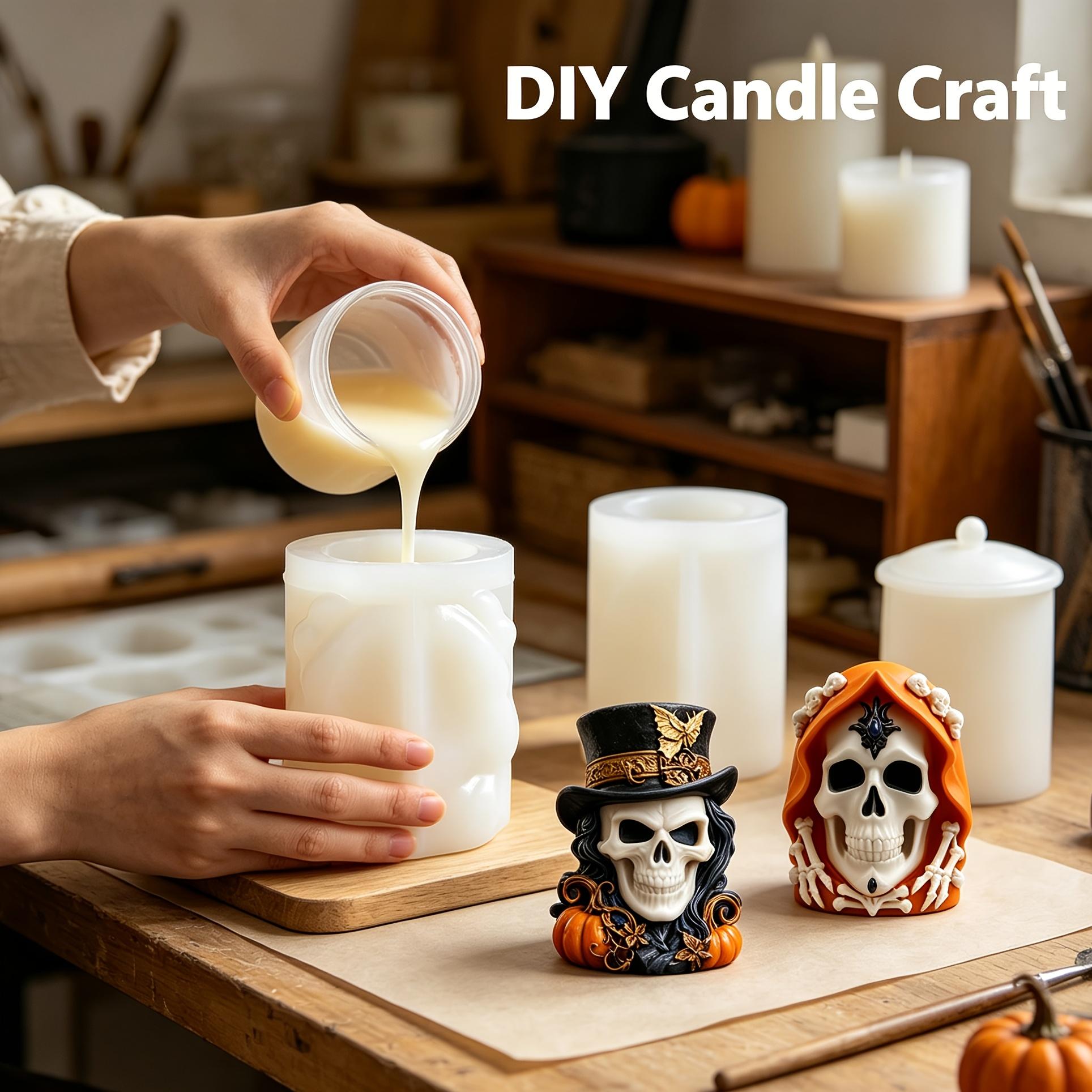 2Pcs Halloween Gothic Skull Silicone Mold Set - Top Hat Bat Pumpkin & Hooded Skeleton for DIY Candle Making Supply, Epoxy Resin Casting, Soap Plaster Craft 2Pcs Halloween Gothic Skull Silicone Mold Set - Top Hat Bat Pumpkin & Hooded Skeleton for DIY Candle Making Supply, Epoxy Resin Casting, Soap Plaster Craft