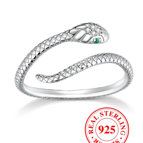 S925 Sterling Silver Snake Ring Adjustable Rings, Acquired Style Ring, Unique Rings, Beautiful Rings, Casual Jewelry Gift for Women & Girls Adjustable Size, Perfect for Daily Wear & Party