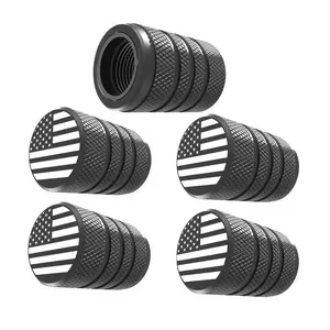 5 Pack American Flag Tire Valve Stem Caps – Metal Valve Caps with Plastic Liner, Corrosion Resistant & Leak-Proof for Car, Truck, Motorcycle & Bike