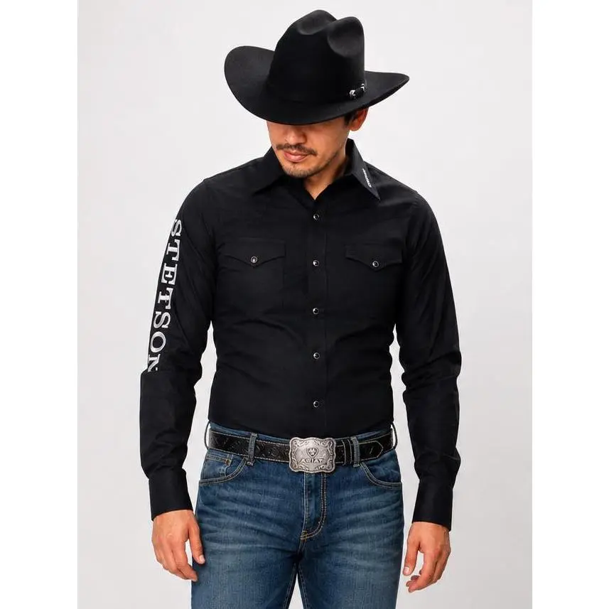 Stetson Men's Logo Western Long Sleeve Shirt – Modern Fit Stetson Men's Logo Western Long Sleeve Shirt – Modern Fit