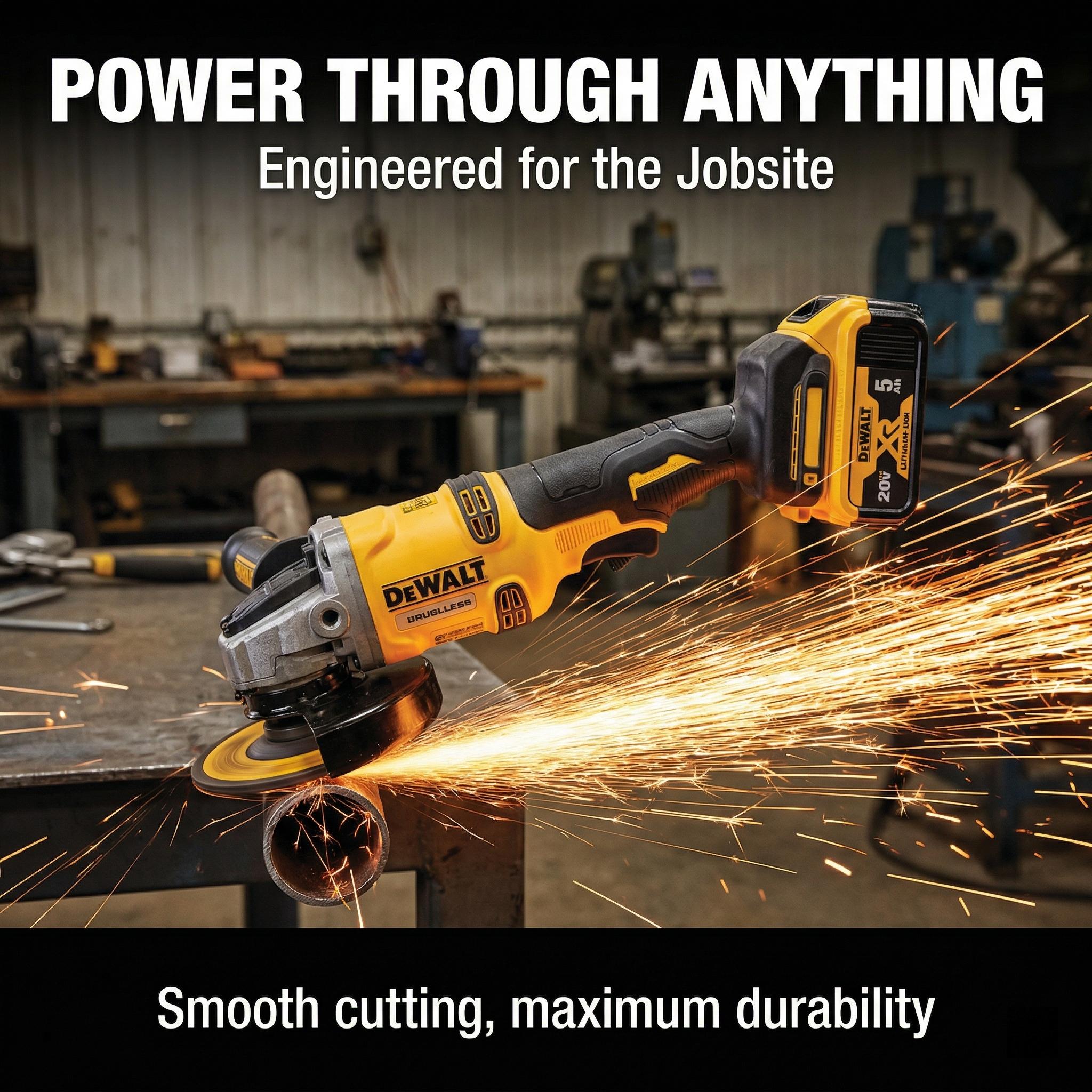 Dewalt DCG405 125mm Cordless Angle Grinder With Battery And Charger For Metal Cutting And Grinding torque powertools power  spindle durable tool Brushless