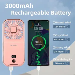 Handheld Fan Rechargeable,Portable Fan Battery Operated with LED Display,Mini Small Hand Foldable Fans with Power Bank,4000mAh Travel Personal Fans,Makeup LashFan for Girls Women Kids bedroom table speed high