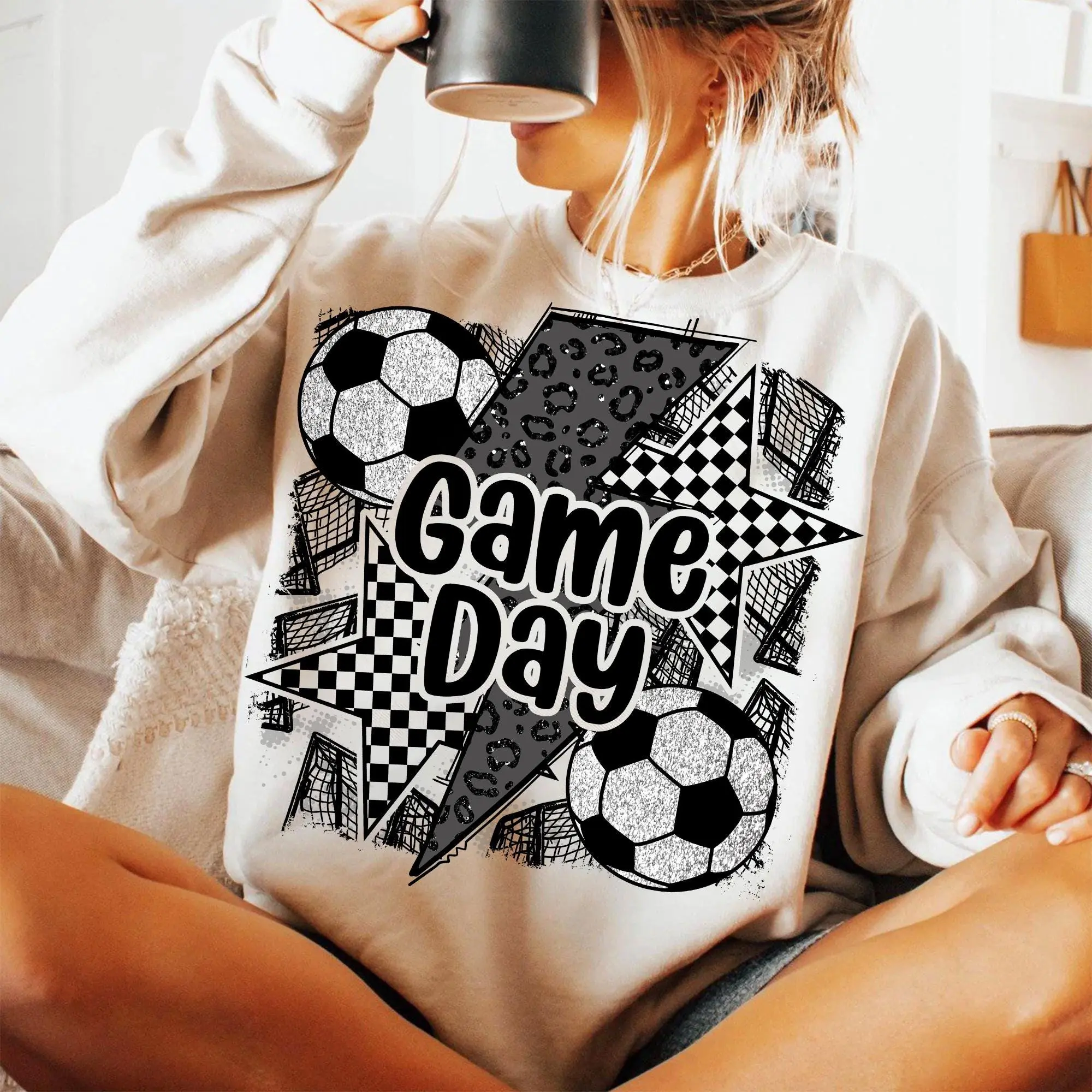 Soccer Game Day Sweater, Coquette Soccer Mama Sweatshirt, Trendy Soccer Mom Pullover, Sports Fan Outfit, Holiday Soccer Top, 100% Cotton, Made in USA