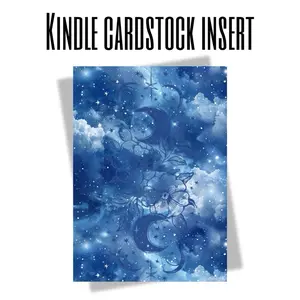 Blue Celestial Cloud Kindle Insert – Glitter or Glossy – Laminated Cardstock – Multiple Sizes