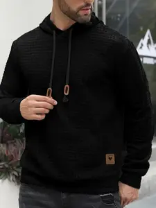 Men's Woven Pattern Hoodie - Stylish Daily Wear Pick