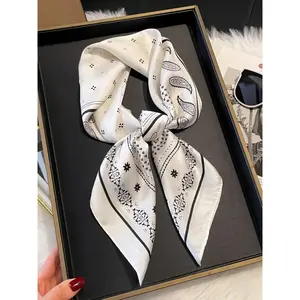 Women's Elegant Random Floral Print Square Scarf, New Style Fashionable Soft Comfortable Scarf for Daily Wear, Casual Versatile Scarf for Women As Gift
