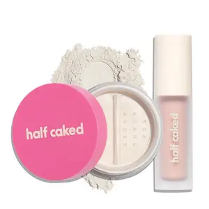 Half Caked Makeup Star Bright Under Eye Brightener (4.8ml, choose shade) + Loose Setting Powder (8.2g, translucent) - Vegan & Cruelty-Free