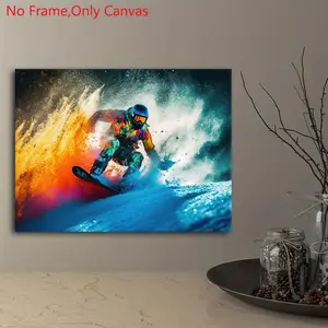 1 Piece/set Frameless Canvas Painting Print Poster,Classic Graffiti Splash Art,Snowboard,Perfect Gift for Extreme sports skiing Lovers,Ideal Gift for Bedroom,Bathroom,Office,Toilet,Living Room,Dorm Hallway,Kitchen,Mural,Wall Decoration,winter Decoration
