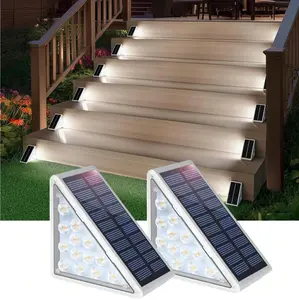 24 LED Solar Step Lights Outdoor Waterproof IP65, Solar Stair & Deck Lights for Yard, Patio, Porch, Front Door Steps, Warm White 6 Pack