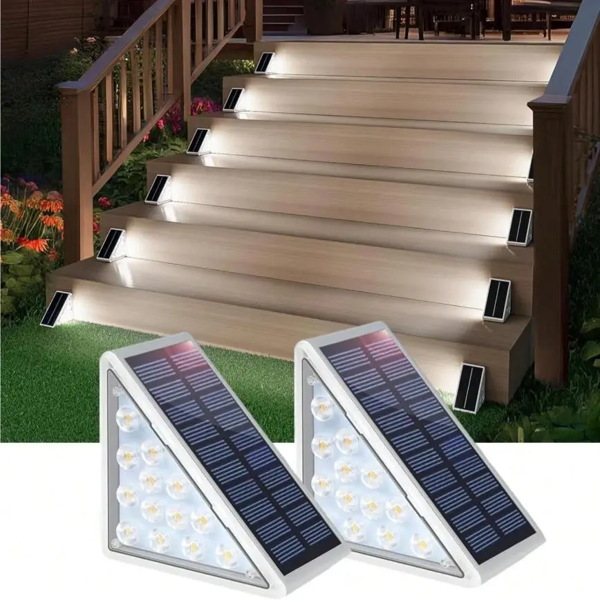 24 LED Solar Step Lights Outdoor Waterproof IP65, Solar Stair & Deck Lights for Yard, Patio, Porch, Front Door Steps, Warm White 6 Pack Yard Lighting, Led Solar Lights For Outside, Solar Outdoor Lights