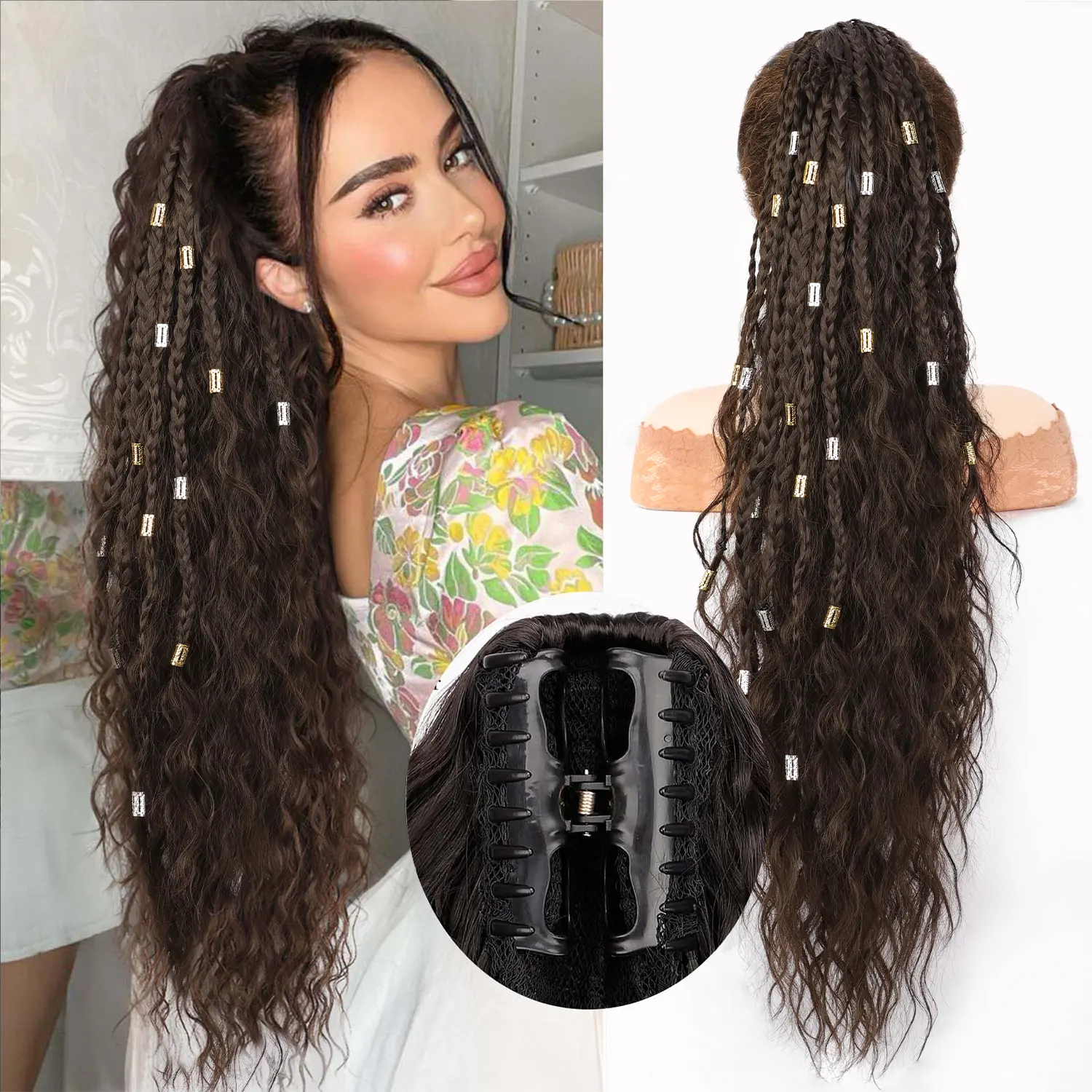 30-Inch Long Wavy Ponytail Extension for Female, Claw Clip Synthetic Extensions & Pieces with a Comfortable and Secure Hold for Daily Wear, Soft Synthetic Hair, Natural Fake Ponytail, Ponytail Hairstyles, Hair Extension