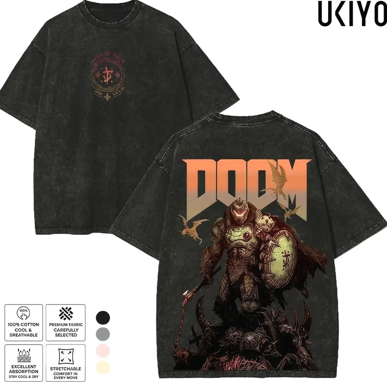 Doom The Dark Ages Doom Slayer T-Shirt Mark of the Slayer Graphic Tee Vintage Acid Wash Oversized Heavyweight Cotton Baggy Gaming Apparel Gift for Gamers R5A