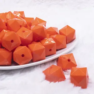 20mm Orange Cube Faceted Bubblegum Beads 20mm Orange Cube Faceted Bubblegum Beads
