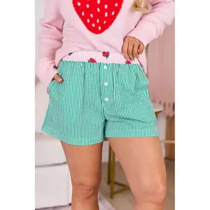 Madison Green Striped Seersucker Boxer Shorts