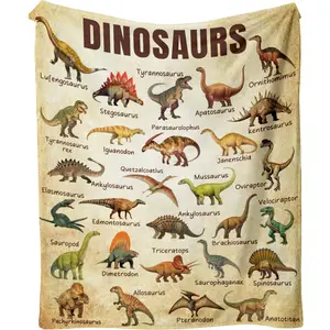 Dinosaur Blanket for Kids, Educational Gifts for Dinosaur Lovers Children Boy Girl, Dinosaurs Throw Blanket Ultra-Soft Skin-Friendly for Sofa Bed Home Dino Room Decor