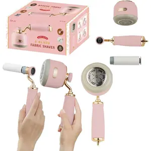 (R) Retro Edition 2-in-1 Rechargeable Fabric Shaver and Lint Roller, 6- System, Removes Fuzz and Piling on Fabrics, Includes USB-C  Cord (Rose)