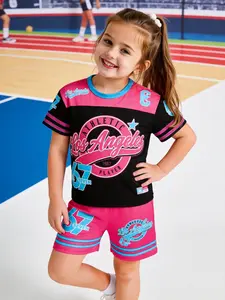 Girls' Clothing Set, 2-Piece for Ages 1-8, Soft Comfortable Fabric, Sports Jersey Top, Ideal for Outdoor Sports & Cycling, Perfect Gift for Little Princesses