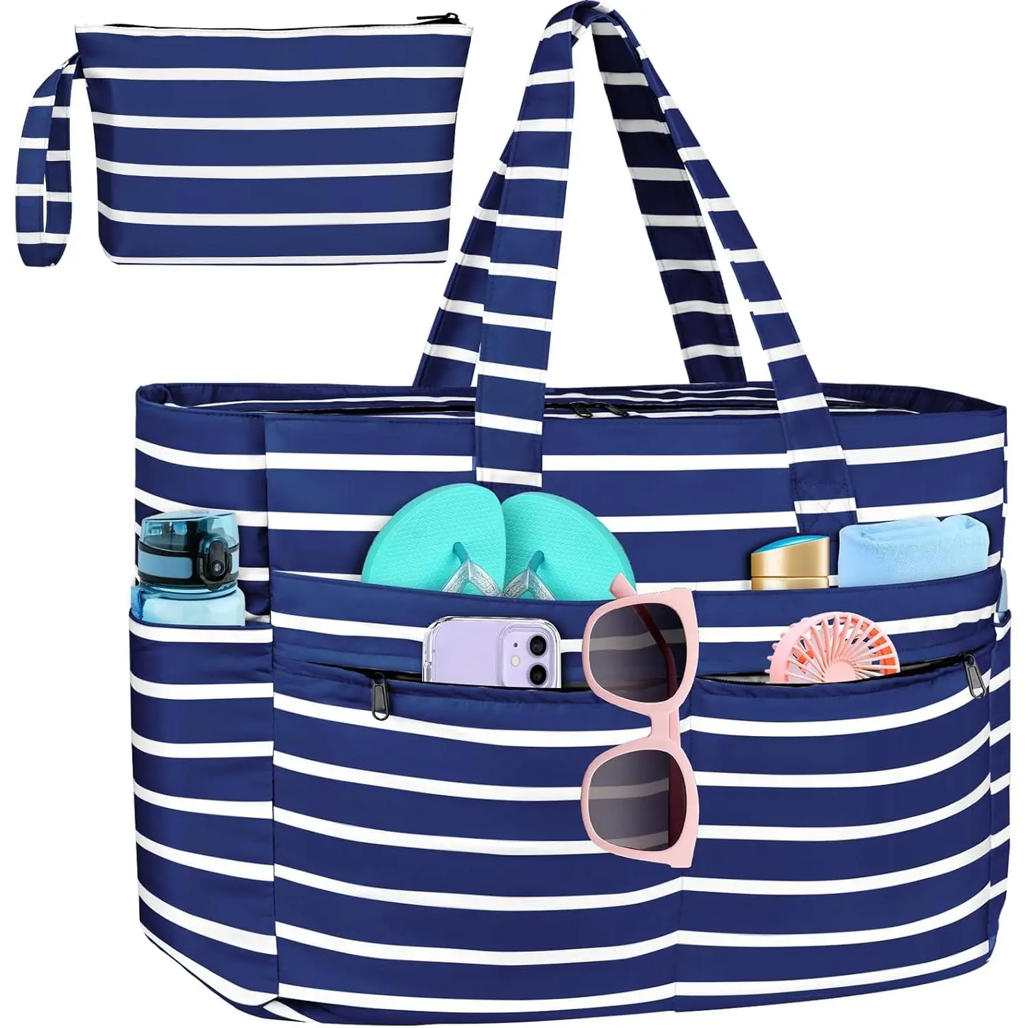 Extra Large Beach Bag Waterproof Beach Totes Bags for Women Men,Pool Bag with Zipper Wet Pocket