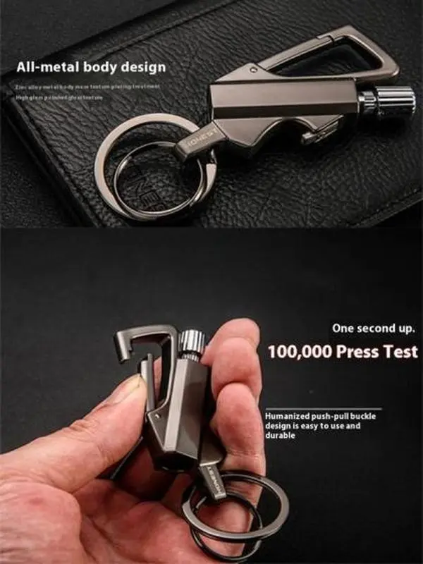 Black Permanent Match Flint Fire Starter Kit - Compact Unisex Outdoor Waterproof Keychain Lighter with Bottle Opener, for Camping Emergency Prep, Ideal EDC Unique Gifts