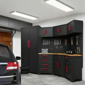 16PCS Corner Garage Storage Cabinet System - Heavy Duty Workshop Set w
