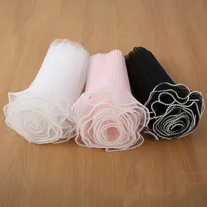 5 Yards Long Pleated Wavy Bouquet Wrapping Mesh, 1 Count Cuttable Wavy Yarn Decoration, Flower Packaging Material for Wedding Birthday Party, Bouquet Wrapper