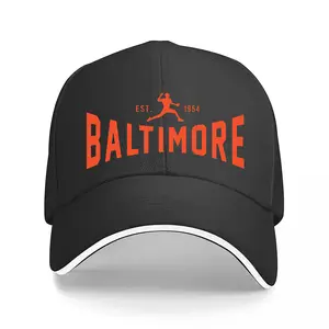 Adjustable Baltimore Baseball Cap - Classic Curved Brim, Lightweight Polyester, Machine Washable, Featuring "Established in 1954" Pattern - Perfect Fit Snapback Cap for Casual Wear