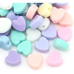 200 Pack  Bubblegum Spacer Heart Bead Shape, 8mm with 1.5mm Hole Beads, Pastel Color Bead Hearts for Bracelets and Other  Making