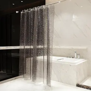 Pebble Shower Curtain Liner, 3D Eva Shower Curtain Insert, Simple Home Decor, Door Curtain, Partition Curtain, Metal Eyelets, 71x71 Inches, Hanging