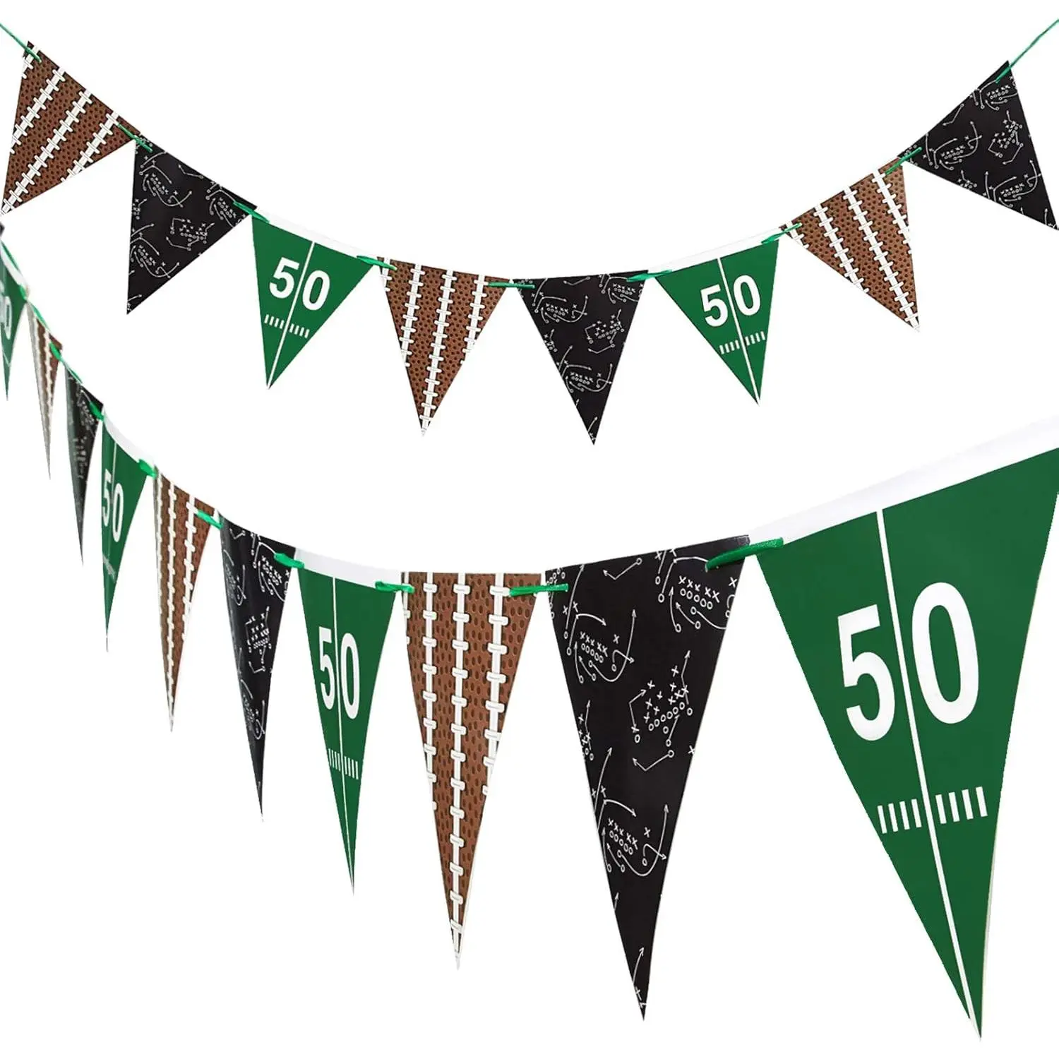 2-Piece American Football Novelty Pennant Banner String Flags - Party Decor for Baby Shower, Birthday - Home & Festive Supplies (2-Piece Sets Inclusive), Two Piece Sets, Football Flags