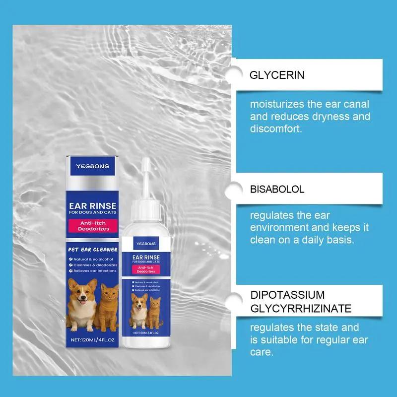 Ear Cleaner for Dogs & Cats – Honeysuckle Itch & Odor Relief, 120ml Bendy-Tip Drops and Swabs Pets