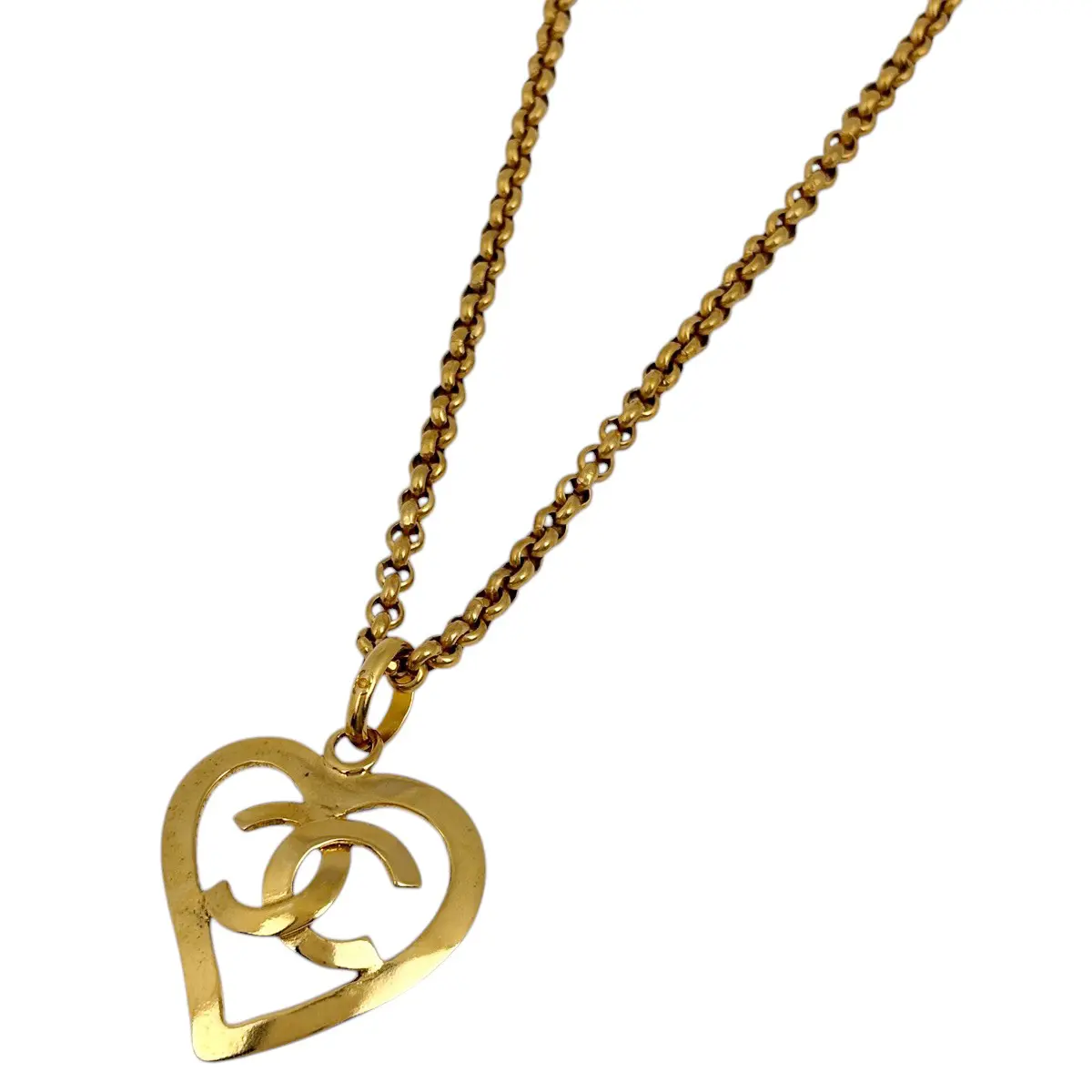 Pre-owned Chanel Heart Chain Pendant Necklace 4000027492013