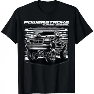 Casual Cotton shortsleeve tees  OBS Single Cab Old Body Style Retro Powerstroke Diesel Truck T-Shirt