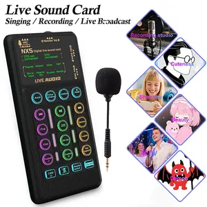 Portable Audio Mixer, Handheld Sound Card Device, Live Voice Changer, Noise Reduction, Podcast, Broadcasting, Gaming, Gift Idea