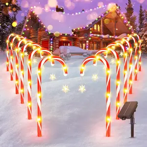 Christmas Decorations Outdoor, 12 Pack Solar Candy Cane Lights Christmas Yard Decorations with 10 Modes and Bright 72 LED, 28ft Longer Waterproof Candy Cane Pathway Lights Xmas Gift