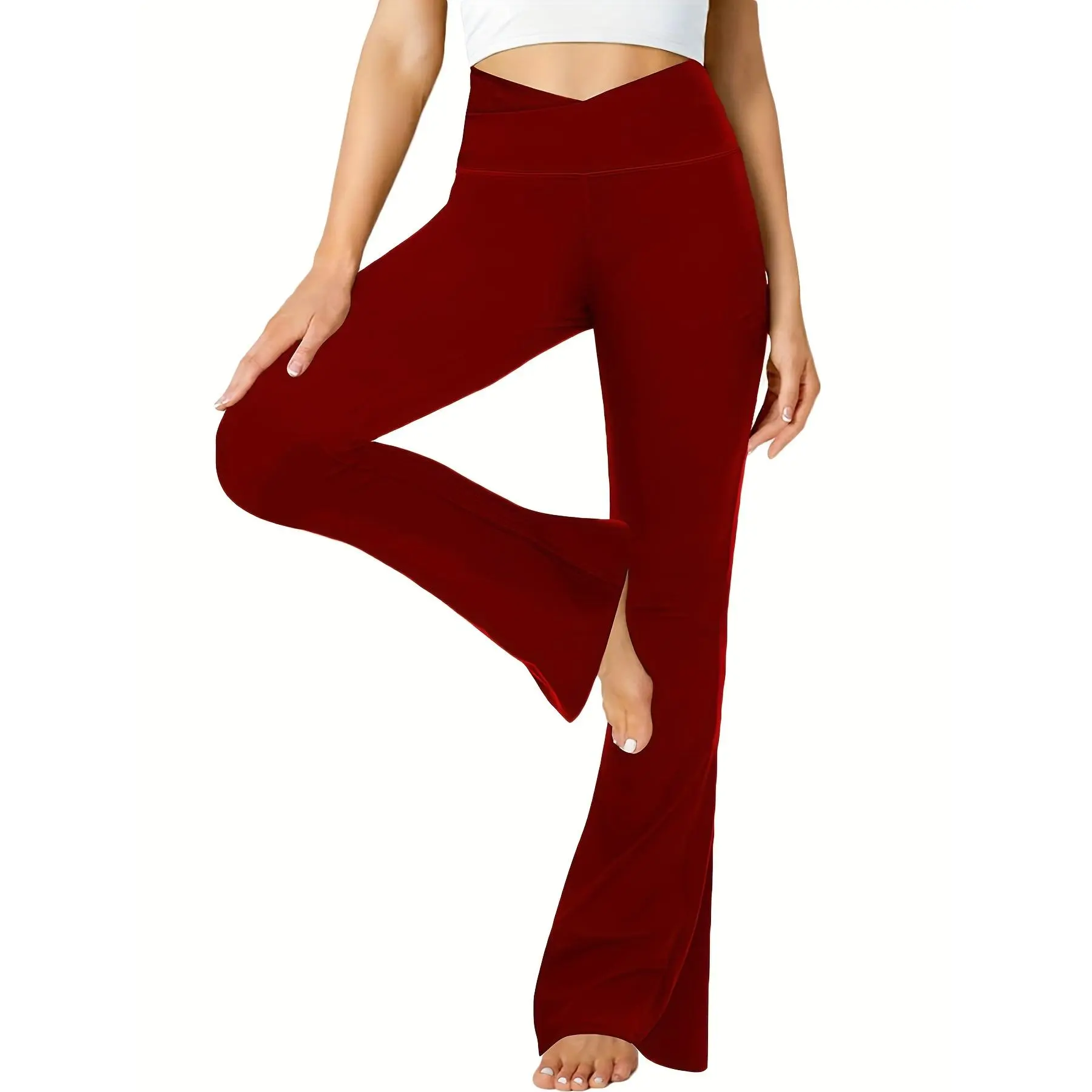 FUNYH Women's High Waist Flared Leggings - Soft and Comfy Yoga Pants for Dance, Sports and Activewear FUNYH