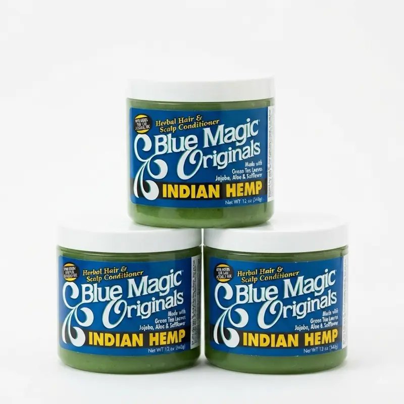 Hair Pomade - Blue Magic Indian Hemp Conditioner growth oil for Haircare & Hair Styling 12oz pack of 3