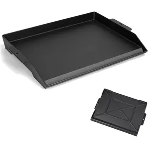 Cast Iron Griddle for Gas Grill and Stove Top, 23" x 16" Universal Flat Top Plate, X-Shaped Reinforced Ridges, Nonstick Coating Large BBQ Flat Top Plate for Camping, Parties