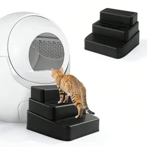 Cat Litter Box Steps, 2‑Step & 3‑Step Convertible Cat Stairs, Detachable Non‑Slip Pet Ramp For Senior Cats, Kittens & Small Dogs, Litter‑Trapping Grated Design, Easy To Clean