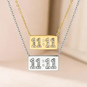 Oufer 11:11 CZ Make a Wish Non Tarnish Stainless Steel Necklace for Women 40cm+5cm