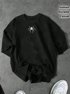 Spider Graphic Oversized T-Shirt, Men's Minimalist Streetwear Tee, Casual Fashion Top, More Colors | TikTok Viral
