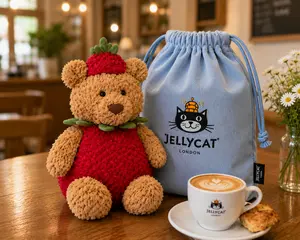 Jellycat Strawberry Teddy Bear Plush Toy – Cute Stuffed Animal Gift, Soft Kawaii Plushie for Girls, Room Decor & Birthday Surprise