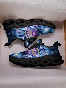 KPop Demon Hunters Breathable Mesh Round Toe Casual Shoes, Unisex Kids Eva Soft Sole Sneakers, Starry Sky Print Schoolwear, Comfortable All-Season Footwear