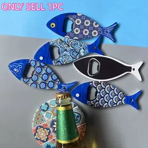 1PC Fish Shaped 2-in-1 Fridge Magnet Bottle Opener, Vintage Embossed Gold Foil Craft, Durable Melamine Material, 3D Stereoscopic Effect, Strong Magnetic for Refrigerator, Cabinets & Whiteboard, Ideal Home Bar Kitchen Decor & Creative Gift