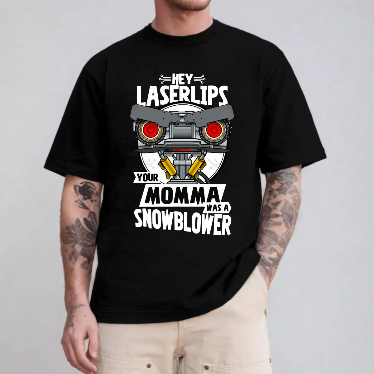 Short Circuit Movie Shirt, Johnny 5 Quote Graphic Tee, Hey Laser Lip Your Mama Was A Snowblower T-Shirt, Retro 80s Fan Gift