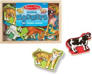 Melissa & Doug Animal Magnets 20 Wooden Animals in a Box Cute Fridge Magnets for Toddlers Ages 2+ FSC Certified Mdf Vinyl Decor Magnetic Set Gift