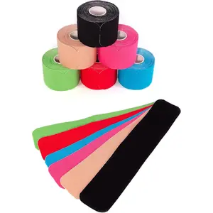 Kinesiology Tape PRECUT Mix Set |   120 Pre-Cut Multicolored Sport Tape Strips 10 x 2 in - on 6 Rolls |   Waterproof • Skin-Friendly • Elastic |   Kinesiology Tapes Ideal for Sports
