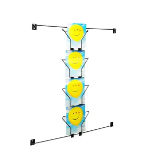 Fixturedisplays® 4.6" - 21" Wide, 5.9" -24" Tall,  4-Pocket Adjustable Display Rack, Wall Mount Greeting Post Card Photograph Art Display Christmas Holiday Card Holders 11608-Single-Black-NF