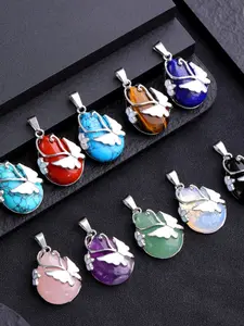 1pc Healing Crystal Butterfly Necklaces for Women Rose Quartz Wire Wrap Gemstone Chakra Pendant BOHO Jewelry Gifts