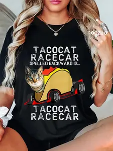 100% Cotton Tacocat Racecar Crazy Mexican Food Fast Car Funny Taco Shirt T-Shirt